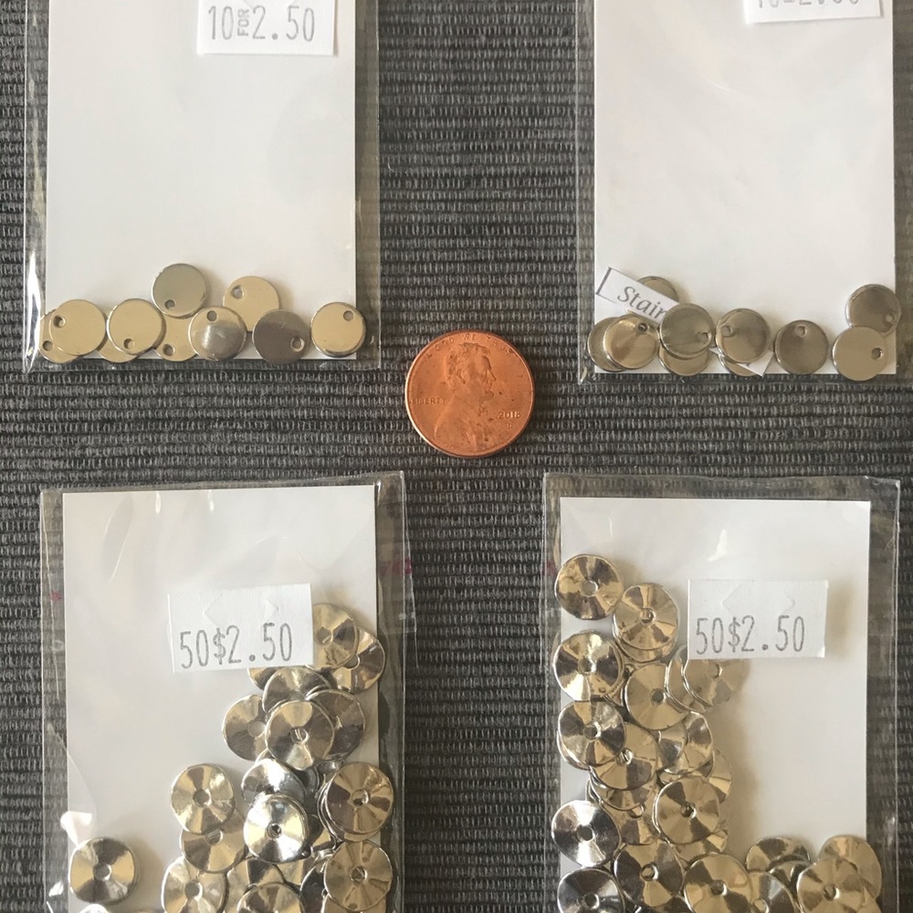 METAL DISC CHARMS LOT Jewelry Craft Art Supplies.